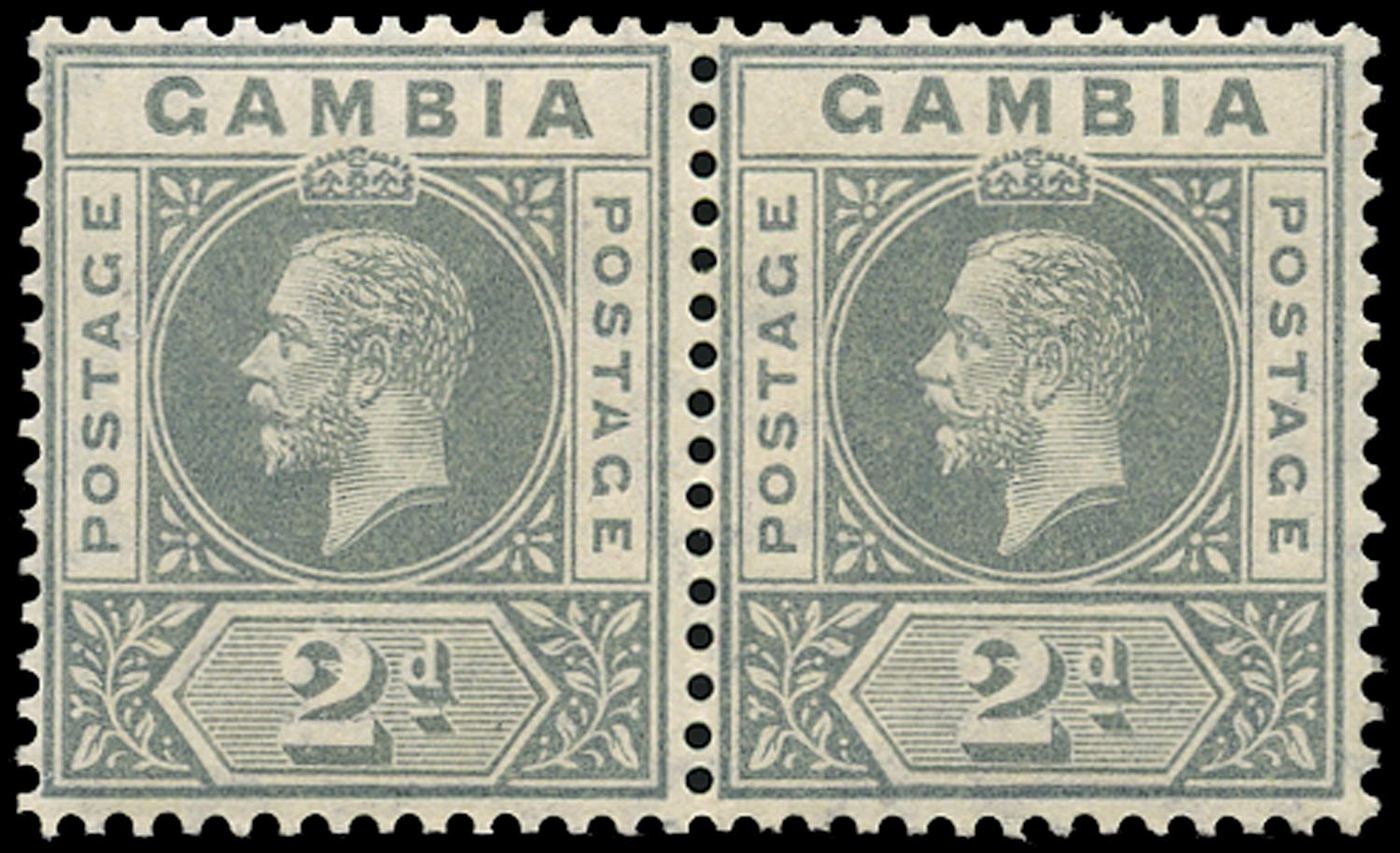 GAMBIA 1912  SG89a Mint 2d greyish slate watermark MCA variety Split A
