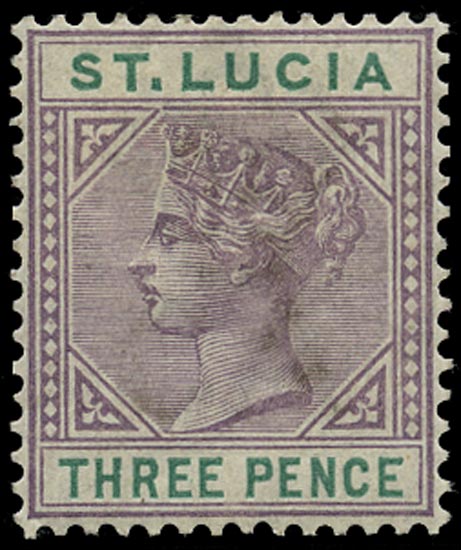ST LUCIA 1886  SG40a Mint QV 3d die I variety Top left triangle detached