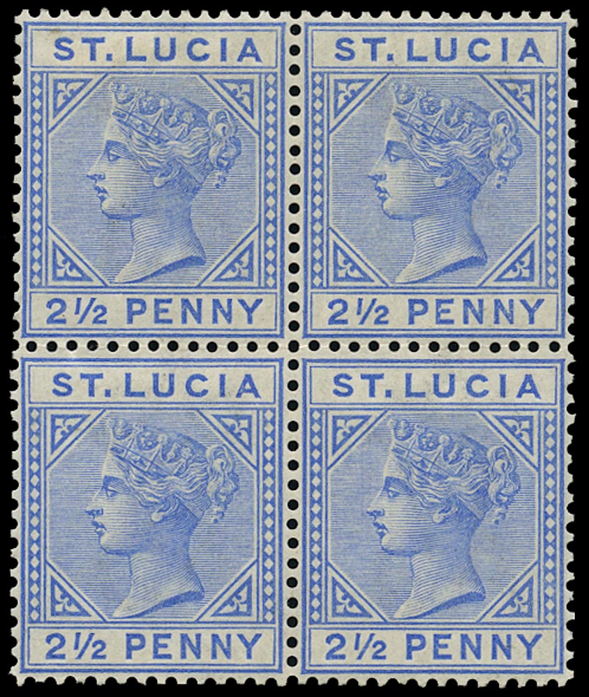 ST LUCIA 1883  SG33 Mint QV 2&frac12;d blue block of 4