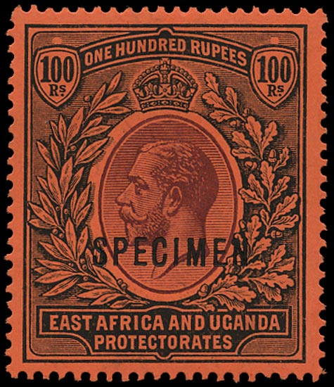 KUT 1912  SG62s Specimen 100r purple and black/red