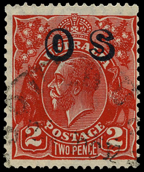 AUSTRALIA 1932  SGO125w Official 2d golden scarlet die III small multiple watermark variety WATERMARK INVERTED