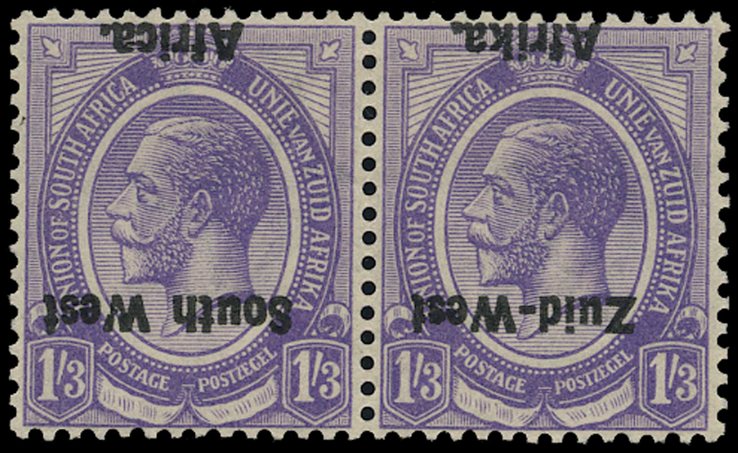 SOUTH WEST AFRICA 1923  SG8a Mint KGV 1s3d pale violet error overprint inverted