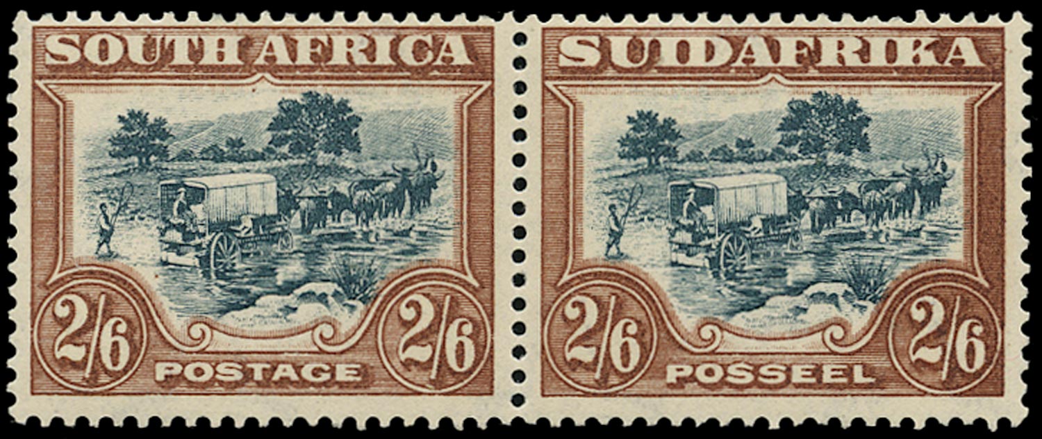SOUTH AFRICA 1930  SG49aw Mint 2s6d green and brown Ox-wagon watermark inverted