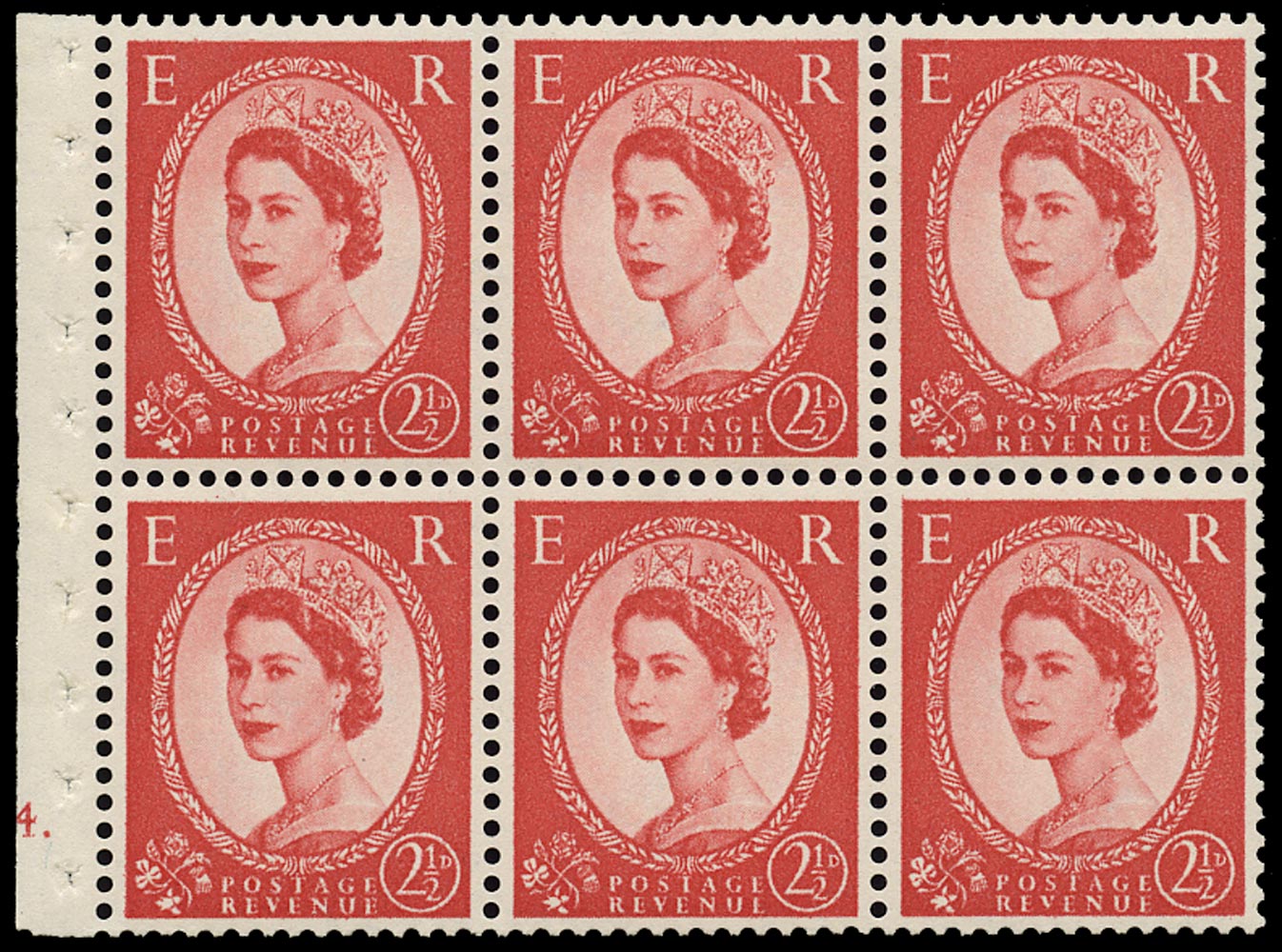 GB 1962  SG574l Booklet pane - Cylinder J14 (Dot)