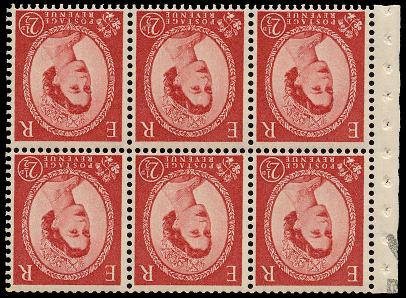 GB 1959  SG591lWi Booklet pane - Wmk. Crowns inverted, Graphite lines
