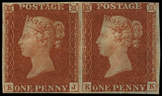 GB 1841  SG8 Pl.55 Mint - unused o.g. horizontal pair (KJ-KK)
