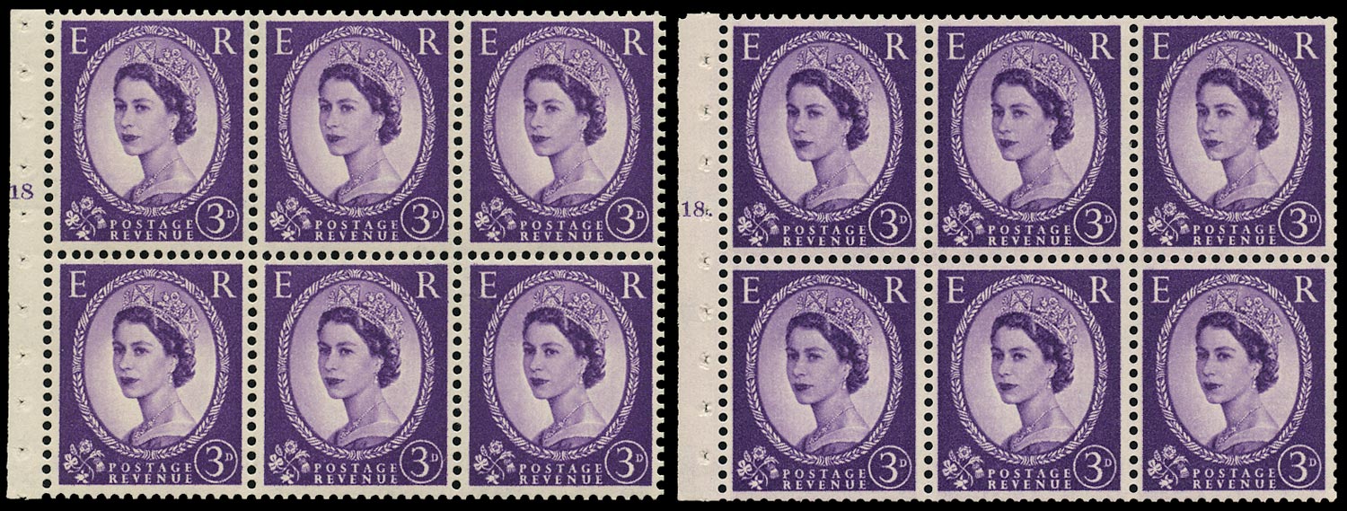 GB 1958  SG575l Booklet pane - Cylinders K18T (Dot & No dot)