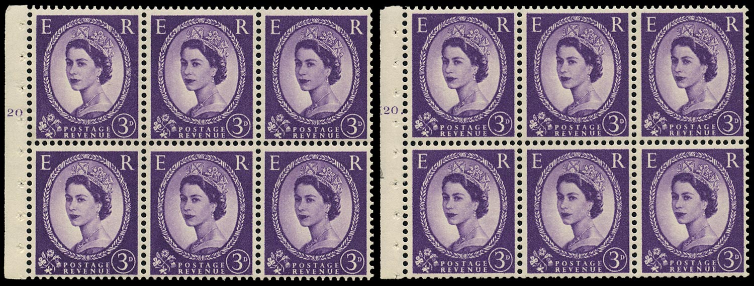 GB 1958  SG575l Booklet pane - Cylinders K20T (Dot & No dot)