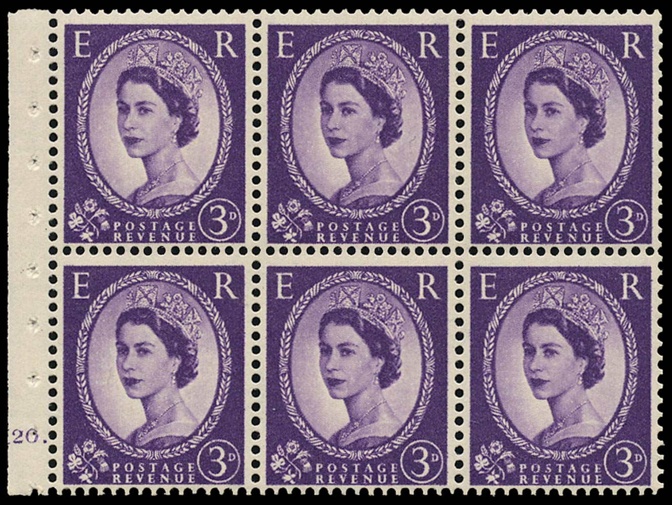 GB 1958  SG575l Booklet pane - Cylinder K20 (Dot)