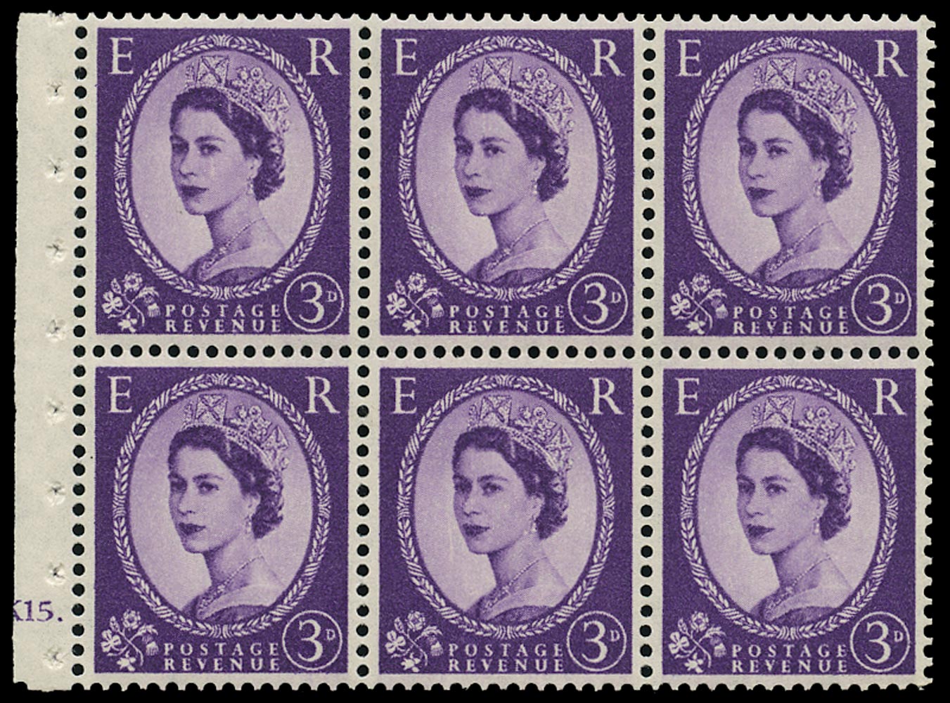 GB 1962  SG575l Booklet pane - Cylinders K15 (Dot)