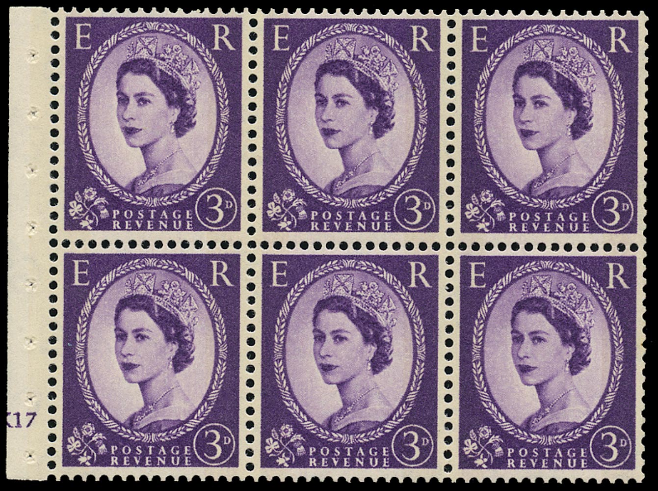 GB 1960  SG615l Booklet pane - Cylinder K17 (No dot)