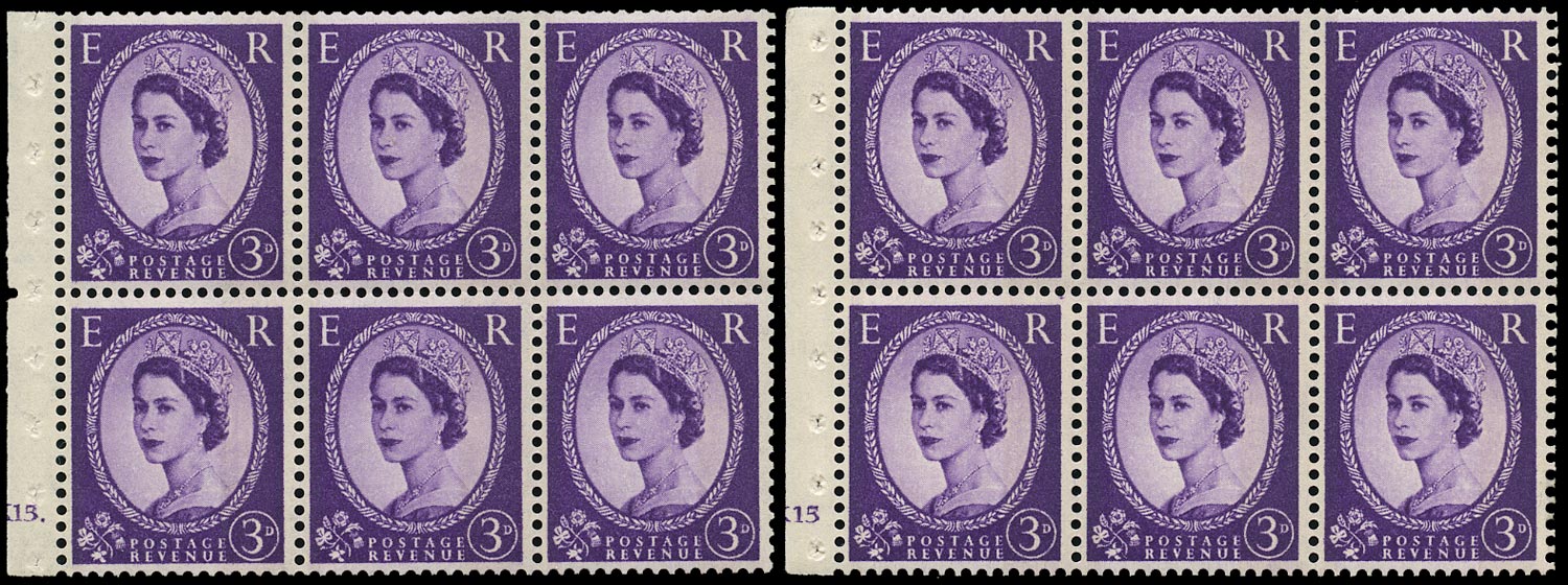 GB 1962  SG615l Booklet pane - Cylinders K15 (Dot) + (No dot)