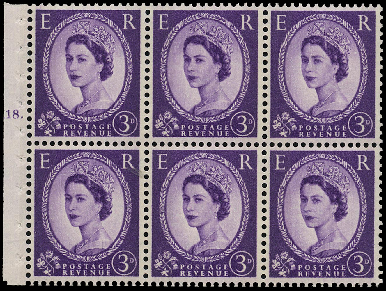 GB 1962  SG615l Booklet pane - Cylinder K18T (Dot)