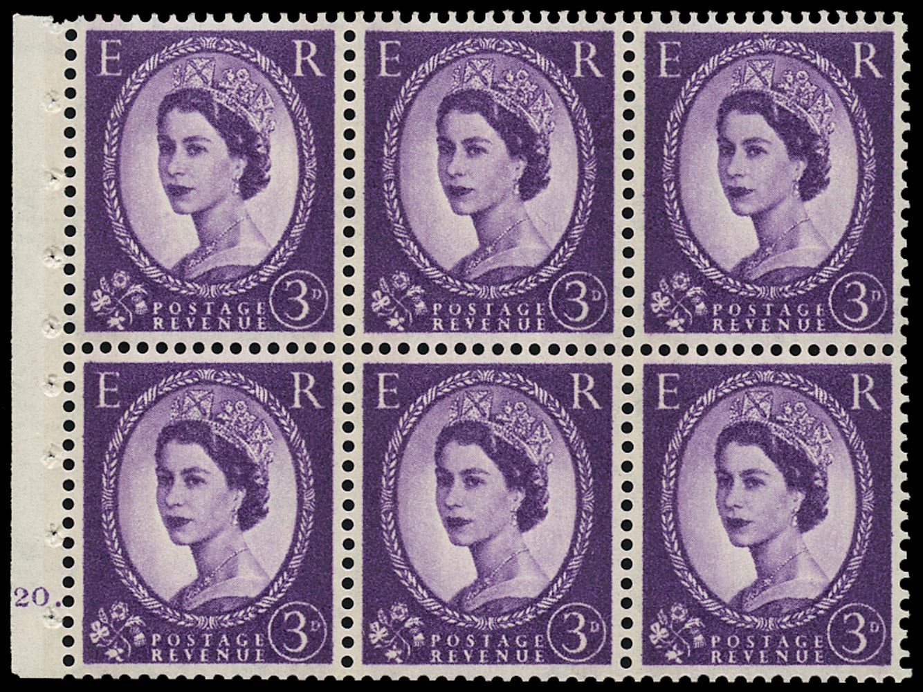 GB 1962  SG615l Booklet pane - Cylinder K20 (Dot)