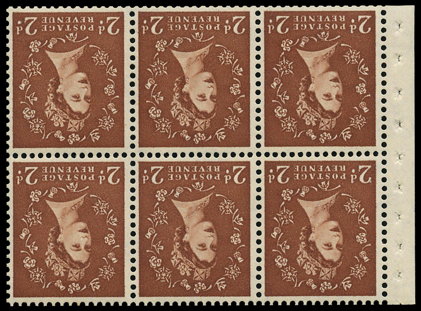 Queen Elizabeth II Wilding Booklet Pane with Inverted Crowns Watermark