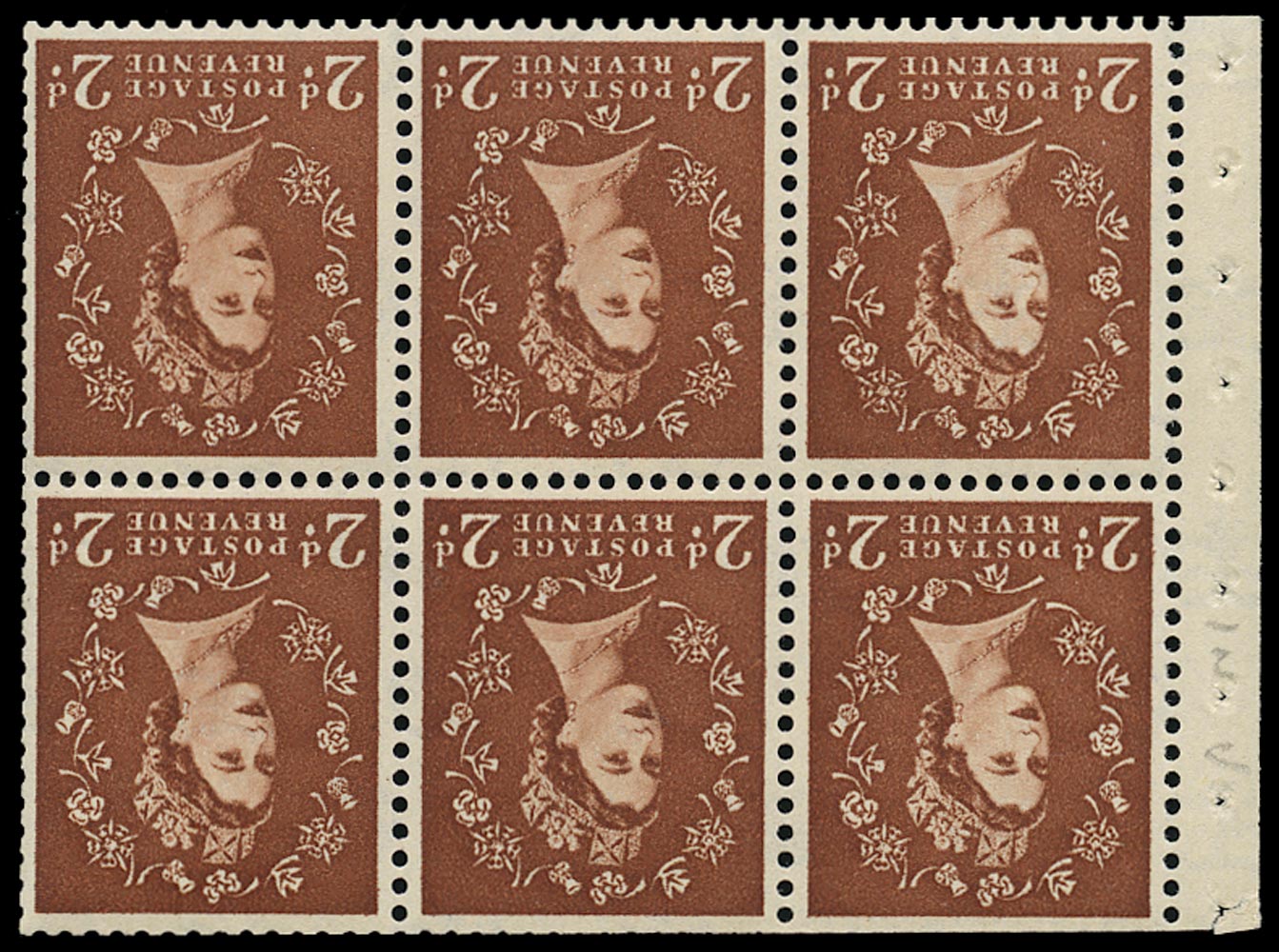 GB 1961  SG573lWi Booklet pane - Wmk. Crowns inverted