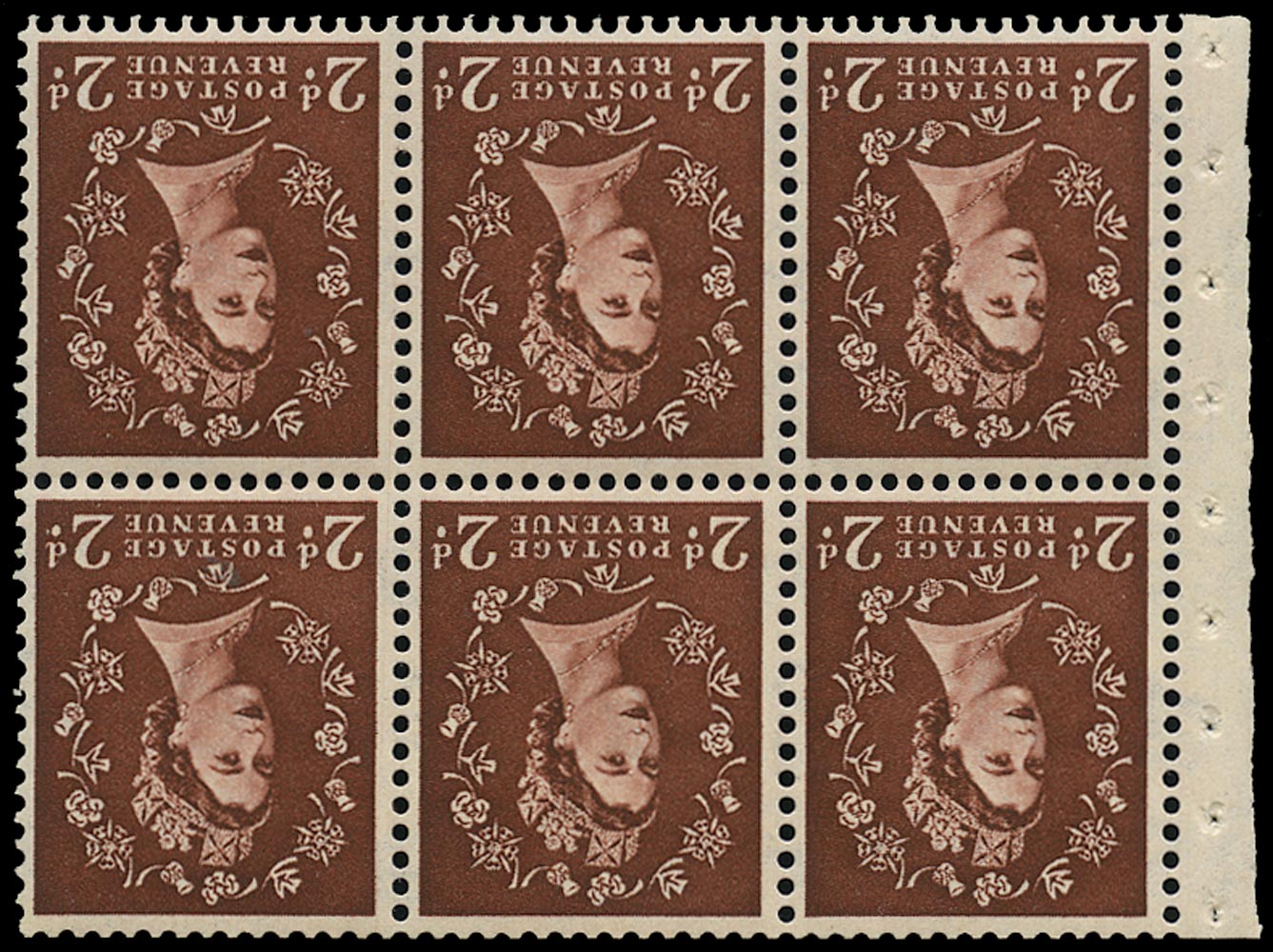 GB 1954  SG518lWi Booklet pane - Watermark inverted