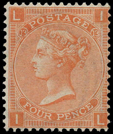 GB 1872  SG93 Pl.13 Mint unused o.g. example (IL)