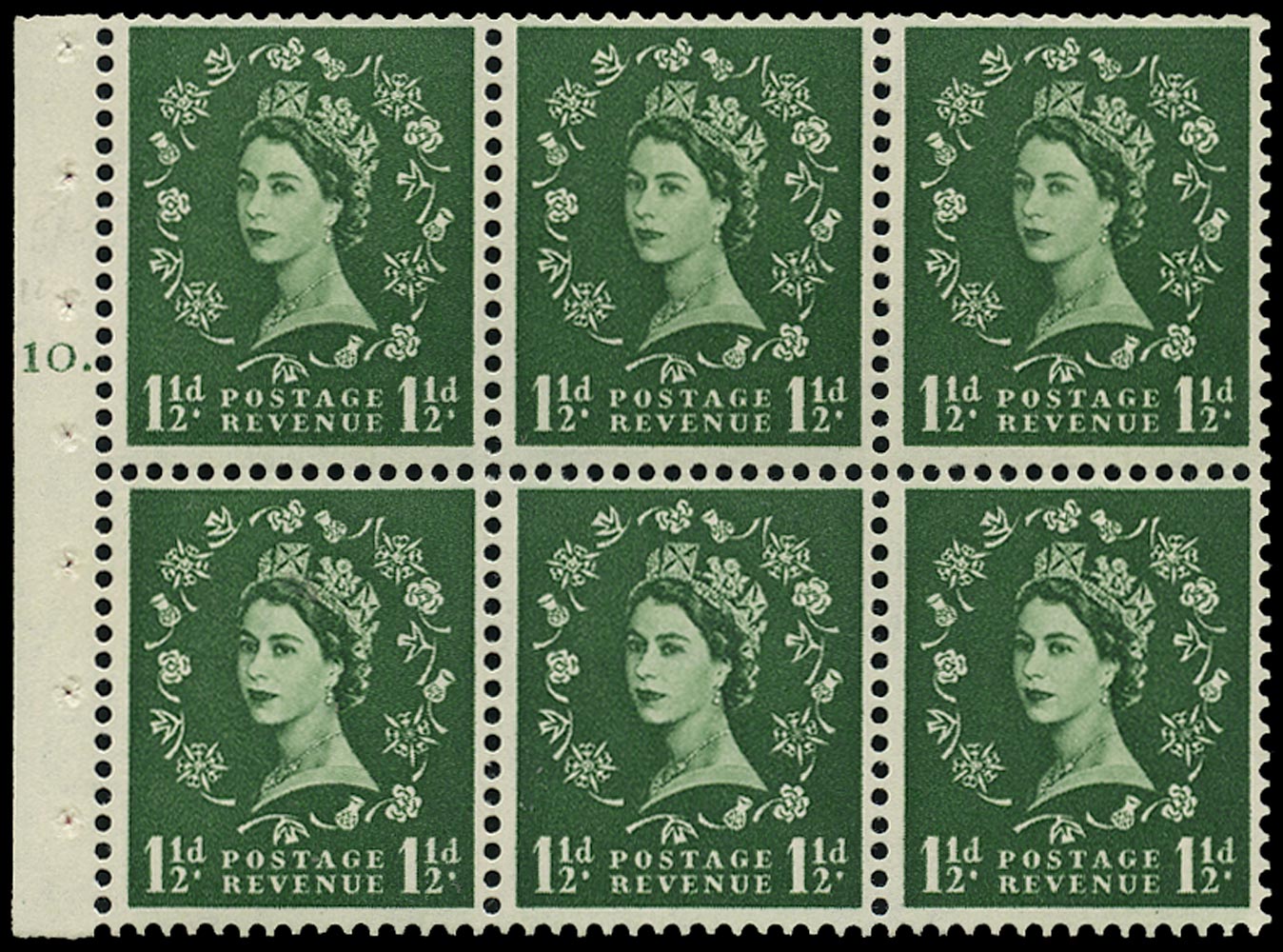GB 1958  SG572l Booklet pane - Cylinder G10T (Dot)