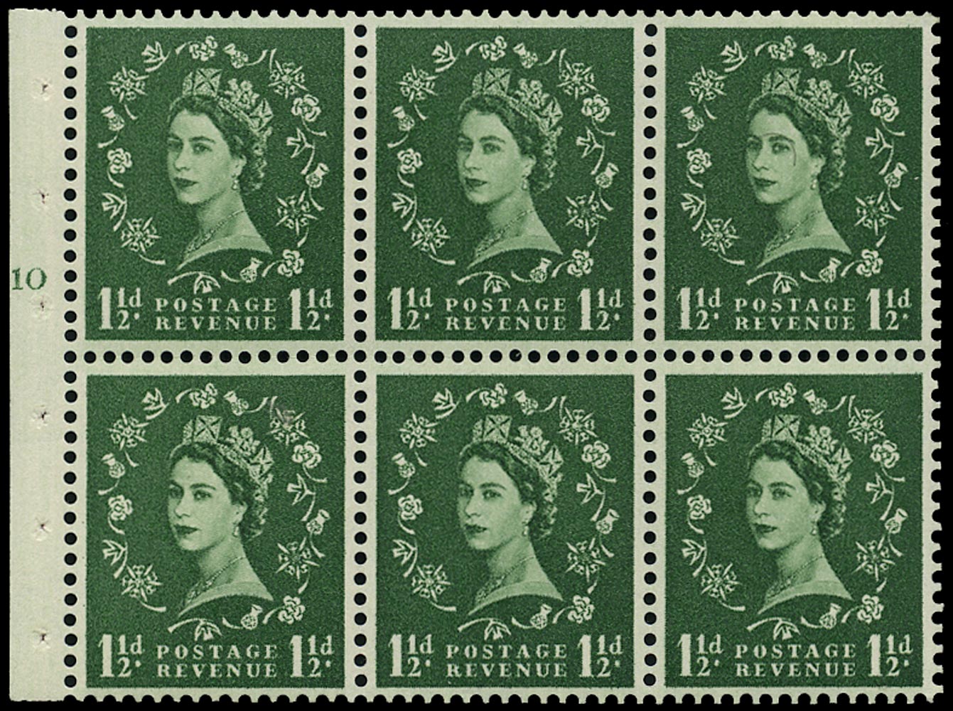 GB 1958  SG572l Booklet pane - Cylinder G10T (No dot)