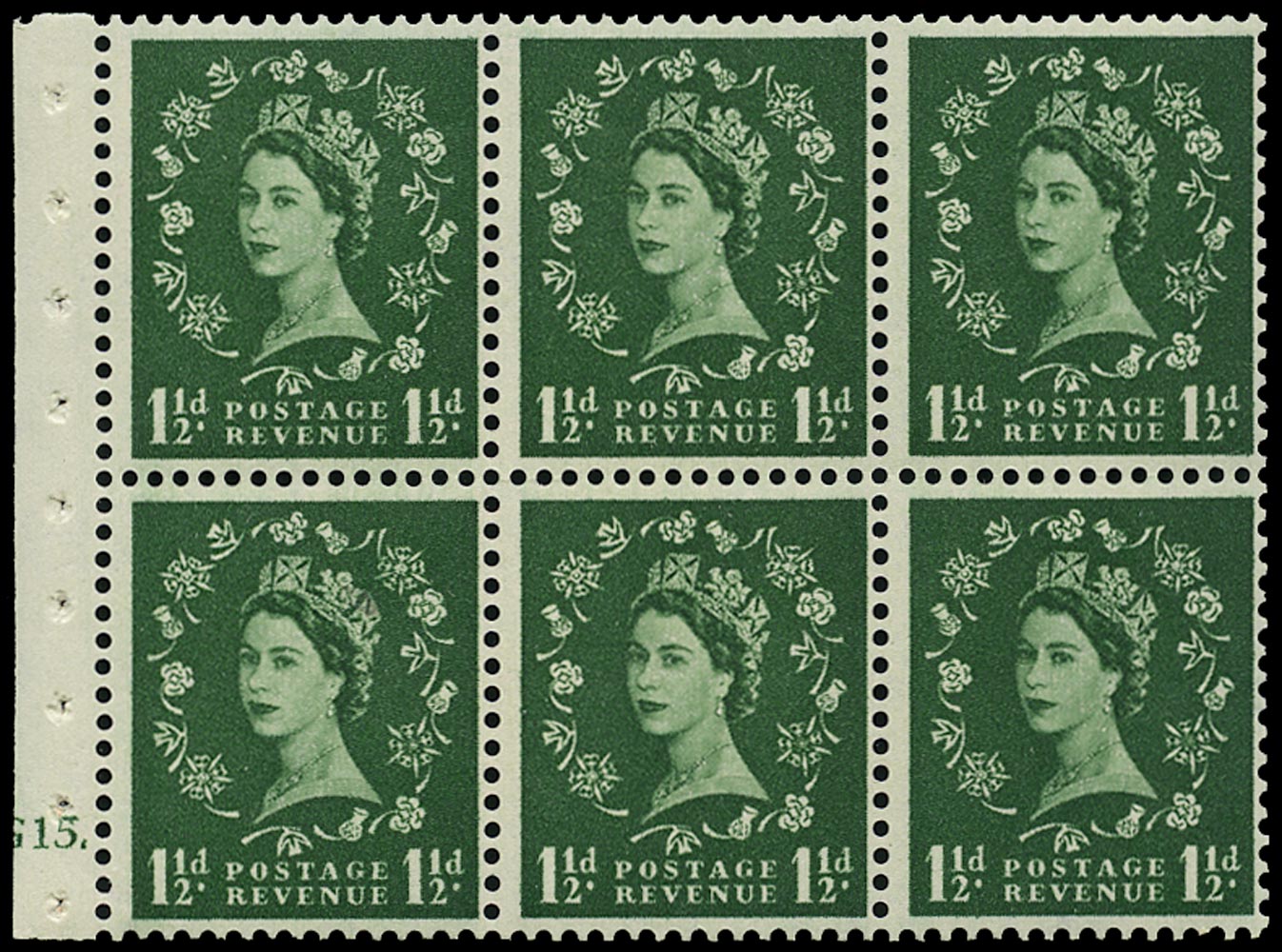 GB 1958  SG572l Booklet pane - Cylinder G15 (Dot)