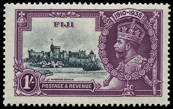 FIJI 1935  SG245f Mint Silver Jubilee 1s variety Diagonal line by turret
