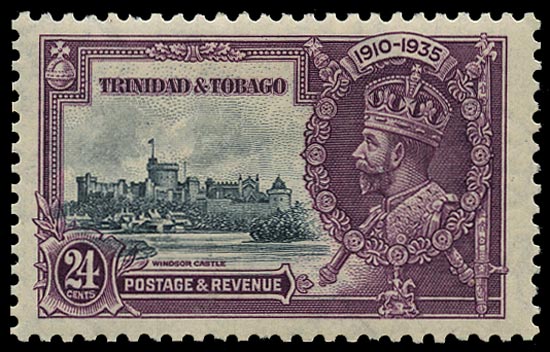 TRINIDAD & TOBAGO 1935  SG242a Mint Silver Jubilee 24c slate and purple variety Extra flagstaff