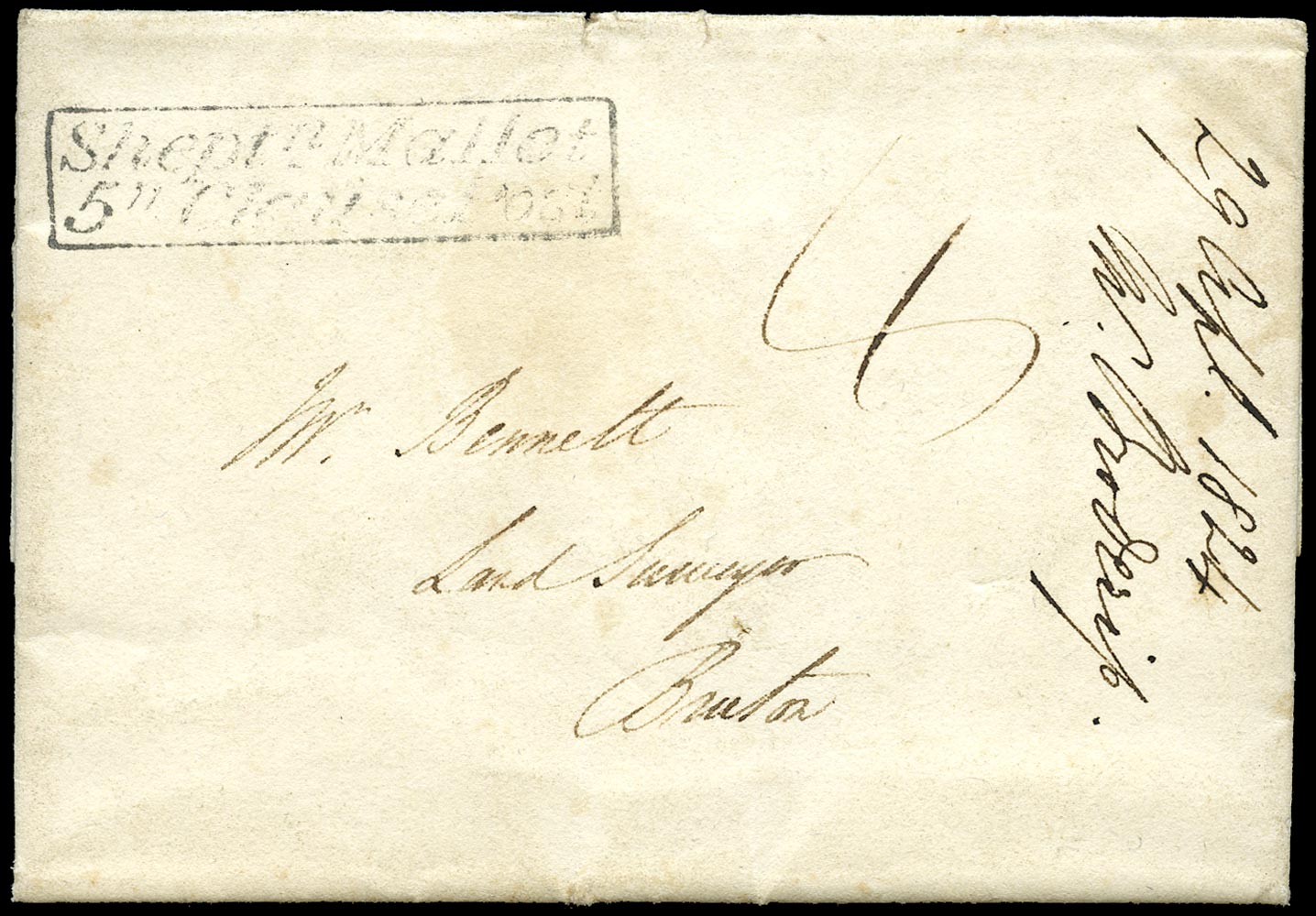 GB 1824 Pre-Stamp - "Shepton Mallet/5''-ClausePost"