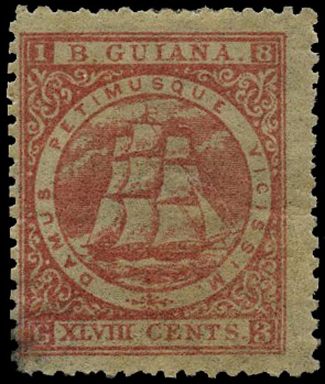BRITISH GUIANA 1863  SG82 Mint 48c pale red Ship perf 12&frac12;-13