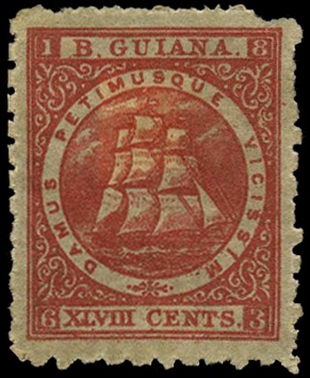 BRITISH GUIANA 1866  SG104 Mint 48c crimson Ship perf 10