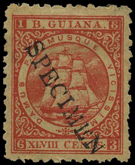 BRITISH GUIANA 1866  SG104s Specimen 48c crimson Ship perf 10