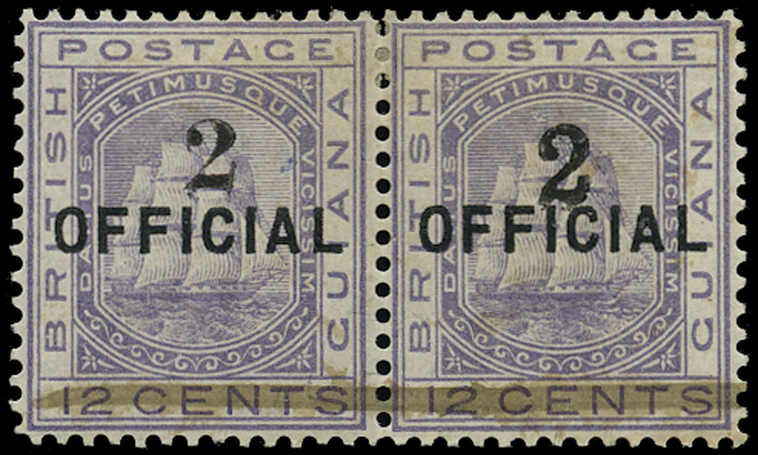 BRITISH GUIANA 1881  SG155a Mint 2 on 12c pale violet types 23 and 24 se-tenant