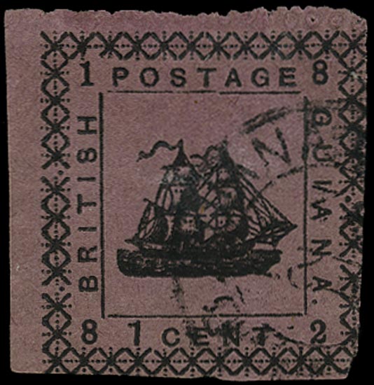 BRITISH GUIANA 1882  SG162b Mint 1c magenta typeset provisional type 26 error WITHOUT SPECIMEN