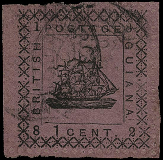 BRITISH GUIANA 1882  SG164a Mint 1c magenta typeset provisional type 27 error WITHOUT SURCHARGE