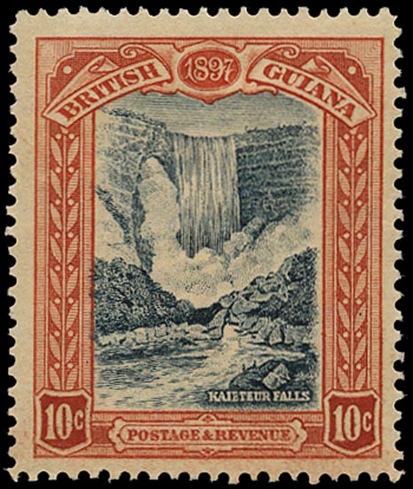 BRITISH GUIANA 1898  SG220x Mint 10c blue-black and brown-red variety watermark reversed