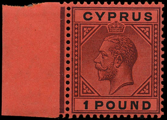 CYPRUS 1923  SG101 Mint £1 purple and black on red paper