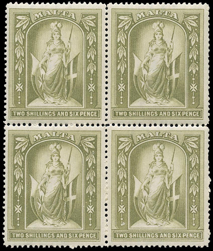 MALTA 1899  SG34 Mint 2s6d olive-grey watermark Crown CC