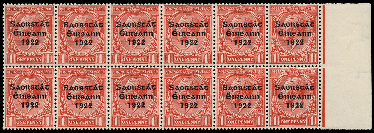 IRELAND 1922  SG53e Mint unmounted 1d scarlet Thom overprint variety Reversed Q for O