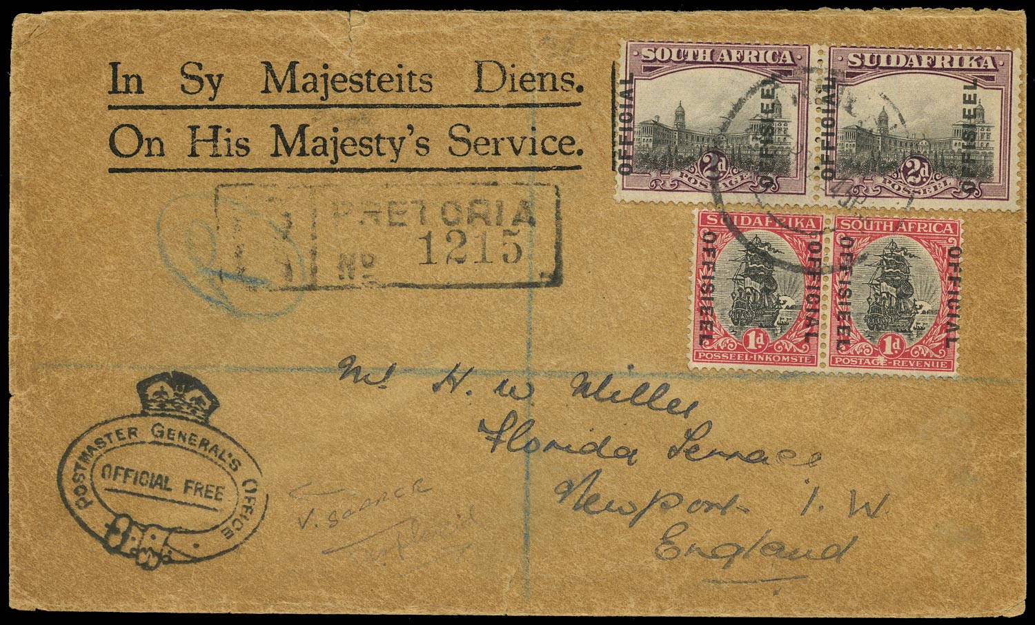 SOUTH AFRICA 1930  SGO5a, O8 Cover