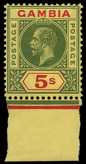 GAMBIA 1912  SG102 Mint 5s green and red on pale yellow watermark MCA