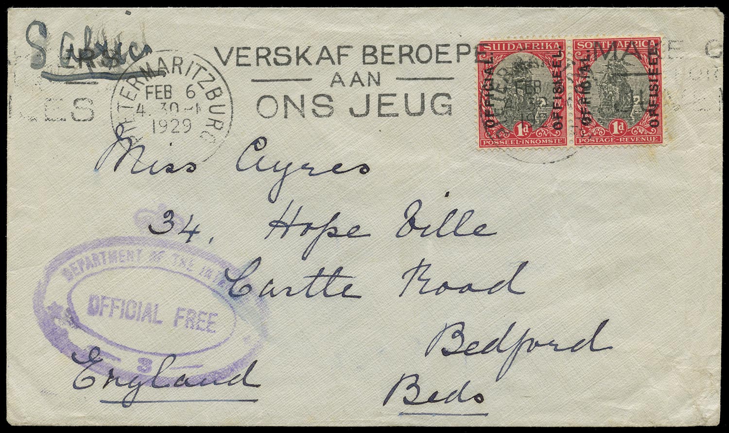 SOUTH AFRICA 1929  SGO3 Official