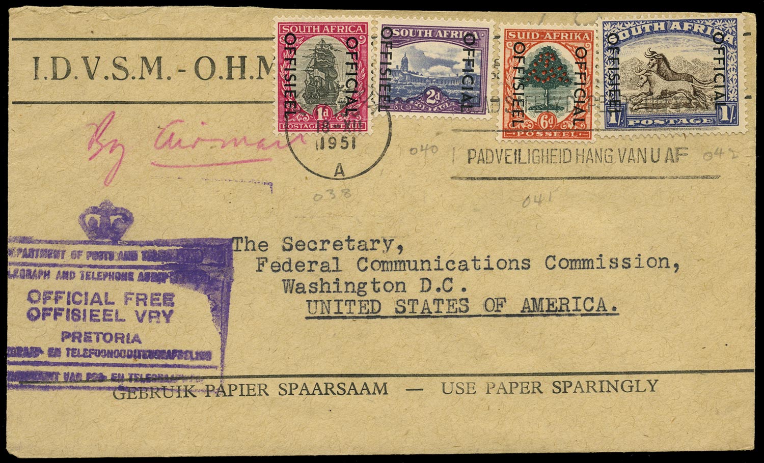 SOUTH AFRICA 1951  SGO42, O45, O46a, O47 Official