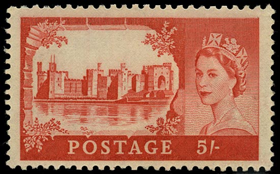 Great Britain 1962 Queen Elizabeth II 5/- Windsor Castle Booklet Pane with K15 Cylinder Varieties