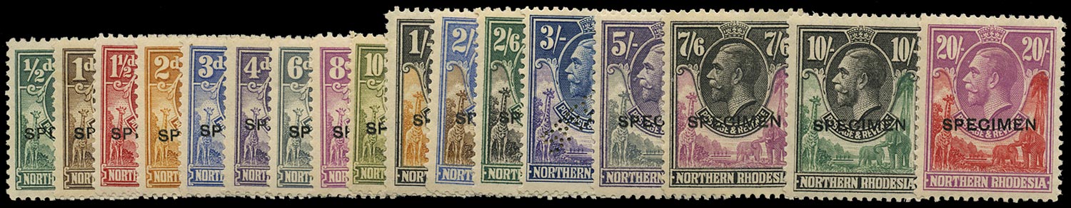 NORTHERN RHODESIA 1925  SG1s/17s Specimen KGV set of 17 to 20s