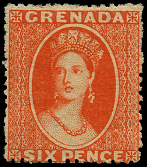GRENADA 1878  SG17 Mint 6d deep vermilion watermark Small Star sideways