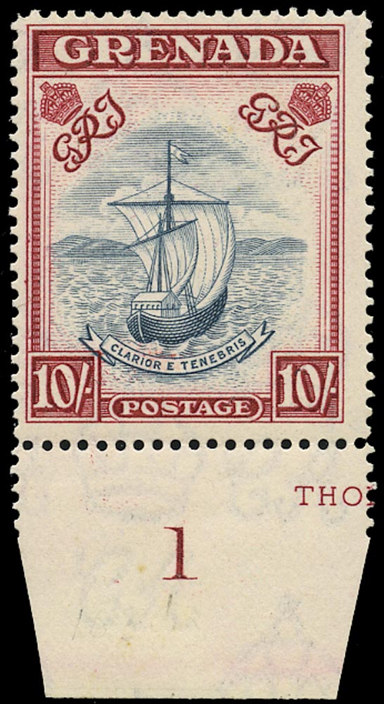 GRENADA 1943  SG163d Mint unmounted 10s slate-blue and carmine-lake perf 14