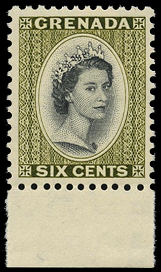 GRENADA 1966  SG218 Mint unmounted QEII 6c black and olive-green watermark Block CA