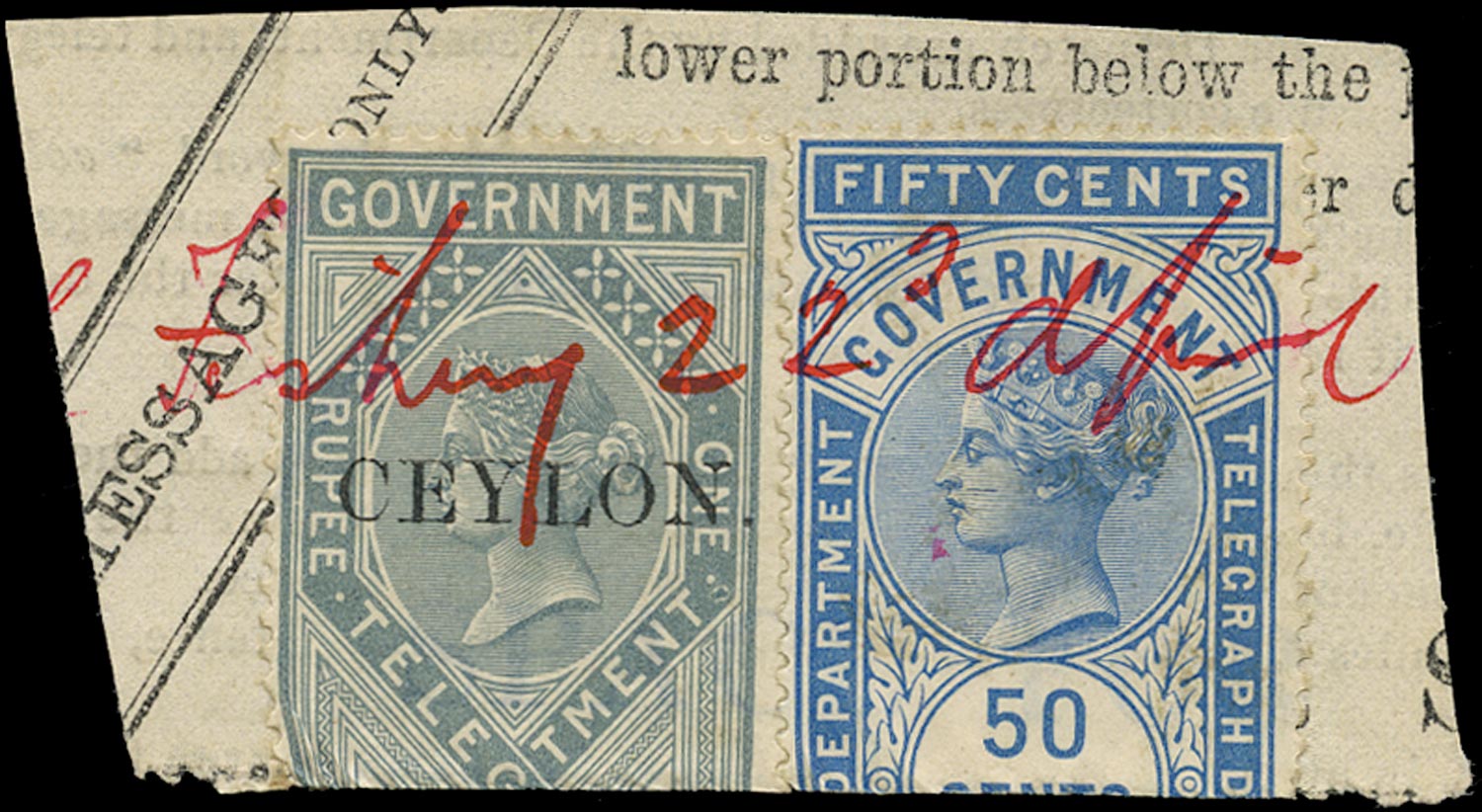 CEYLON 1881  SGT4, 13 Telegraph