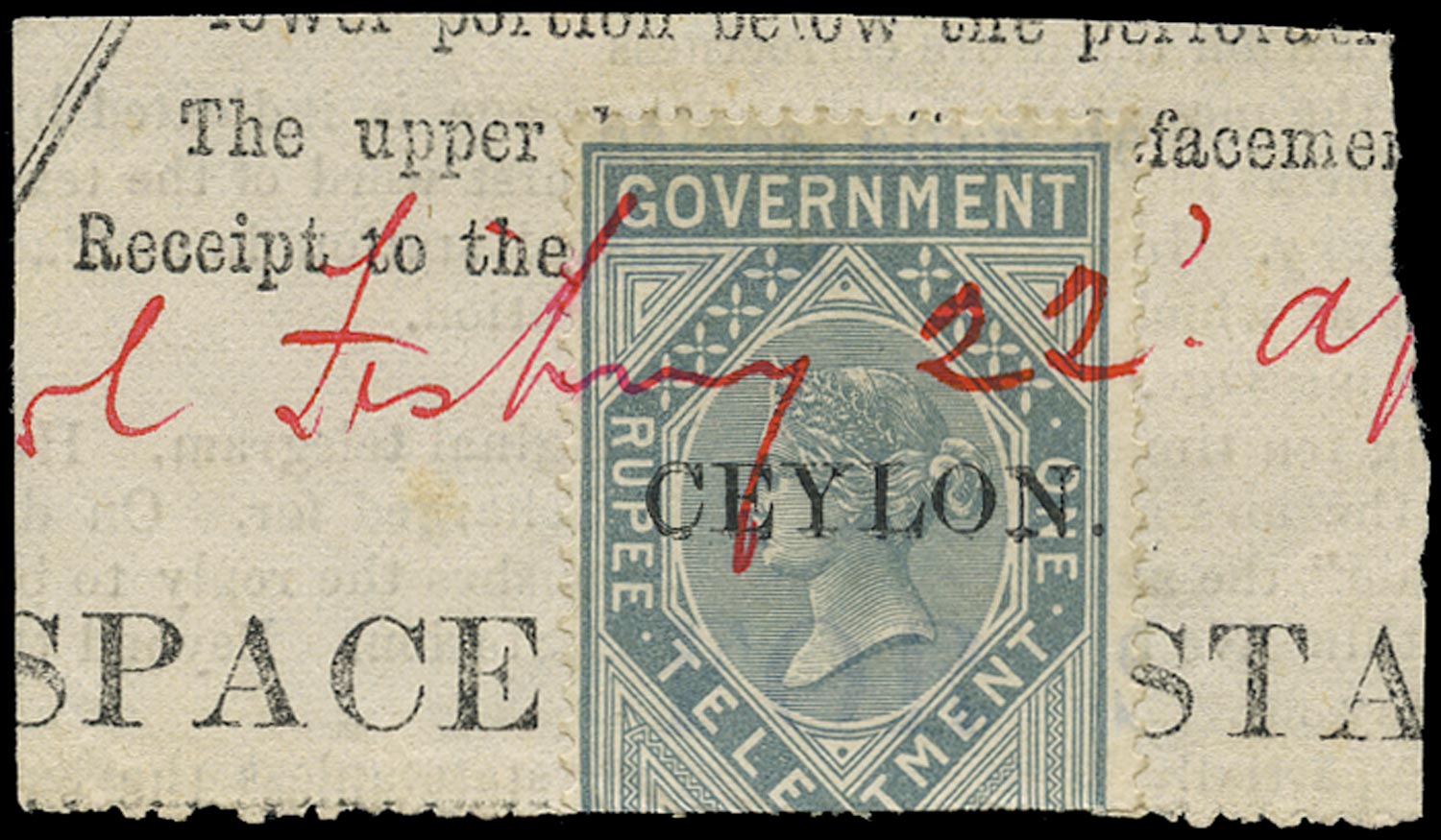 CEYLON 1881  SGT4 Telegraph