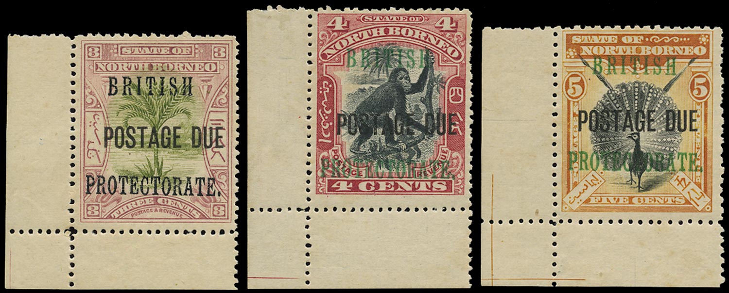 NORTH BORNEO 1902  SGD39a, 40b, 41 Postage Due